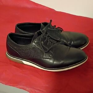 Andrew Marc Black Leather Oxfords with White Sole